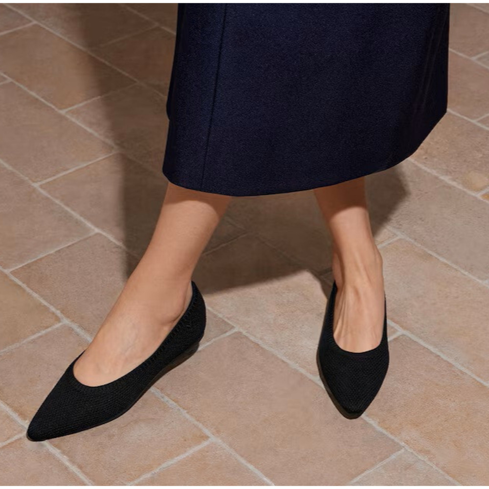 VIVAIA Aria Knit Pointed Toe Water Repellent Ballet Flats Black Size EU 40 US 9 - Picture 1 of 14
